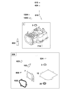 Cylinder Group Diagram and Parts List for 8P502-0066-H5  Briggs and Stratton Engine